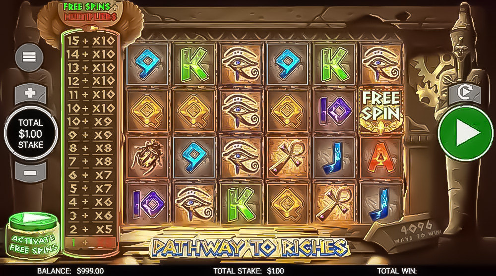 Pathway to Riches slot offering a Pathway bonus where you can collect icons, win multiplier and enter a room filled with treasures.