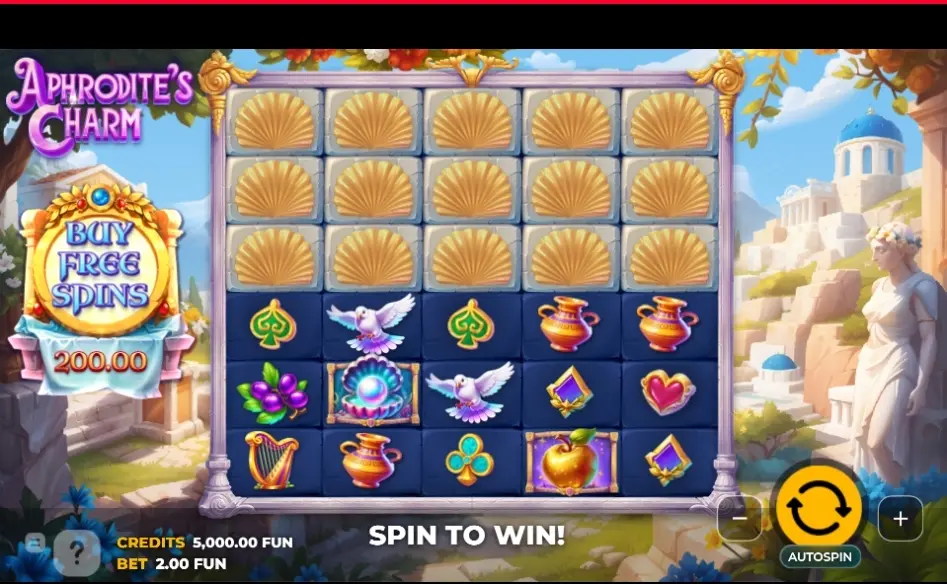 Screenshot of Aphrodite’s Charm Slot by Yggdrasil Gaming