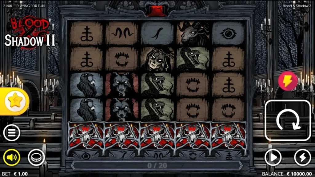 Screenshot of Blood & Shadow II Slot by Nolimit City