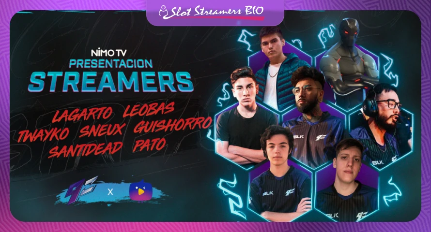 Twitch streamer Pato (Patricio Perrotta) and former 9z Team streamer lineup presented by Nimo TV