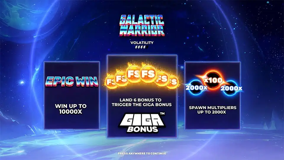 Galactic Warrior slot intro screenshot