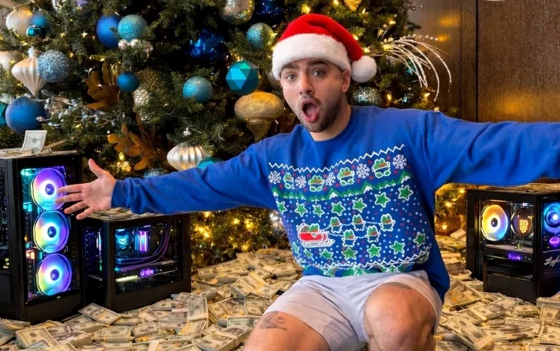 Mizkif promoting his first Kick broadcast with $20,000 giveaway for viewers.